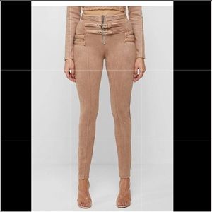 NEVER WORN MANIERE DE VOIR vegan suede leggings beige